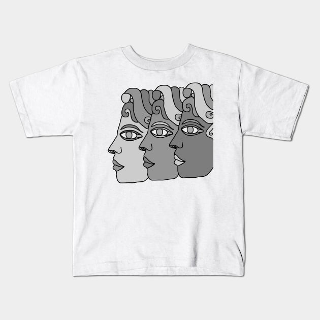 Faces in Black and White Kids T-Shirt by AYar